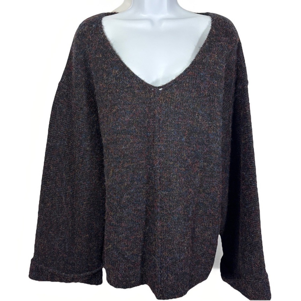 Promesa‎ V-neck Sweater G0121 Multicolor Marled Knit *Missing Bow Grandpa Core